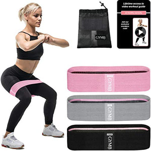 Booty 3 Resistance Bands for Legs and Butt Set, Exercise Bands Fitness Bands - Video Workout, Resistance Loops Hip Thigh Glute Bands Non Slip Fabric, Elastic Strength Squat Band Beginner-Professional