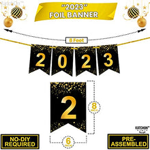 Load image into Gallery viewer, Large, Happy New Year 2023 Banner - 8 Feet, No DIY | Happy New Year Sign, New Years Eve Party Supplies 2023 | Happy New Year Banner 2023 Sign for NYE Decorations 2023 | NYE 2023 New Years Decorations
