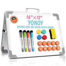 Load image into Gallery viewer, YONOY Small Dry Erase White Board, Portable White Board Double-Sided Magnetic Board Stand, Foldable Desktop White Boards Easel for Kids Students Teacher for School Home Kitchen Office 12x16 Inch

