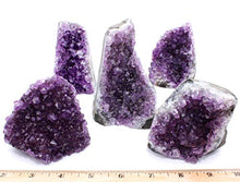 Load image into Gallery viewer, Dancing Bear Amethyst Cluster Cut Base (1/2lb to 1lb), Aragonite Cluster, Selenite Tower, Healing Crystal (3 Pc Set) Premium Grade A, Bohemian Home Décor, Natural Good Vibes, Metaphysical Info Cards
