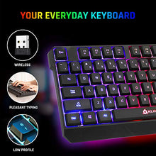 Load image into Gallery viewer, KLIM Chroma Rechargeable Wireless Gaming Keyboard + Slim, Durable, Ergonomic, Quiet, Waterproof, Silent Keys + Backlit Wireless Keyboard for PC PS4 Xbox One Mac + Teclado Gamer + New 2022 Version
