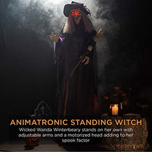 Load image into Gallery viewer, Best Choice Products 5ft Standing Animatronic Witch, Wicked Wanda Winterbeary Poseable Halloween Figure with Pre-Recorded Phrases, LED Glowing Eyes, Adjustable Arms
