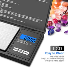 Load image into Gallery viewer, SUIDREAMS Digital Pocket Scale, 200g Digital Food Kitchen Scale Weight Grams and Ounces for Jewelry, Coins, Powder, Herbs, Spices, 0.01g Precise Graduation, LCD Backlit Display, Black
