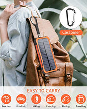 Load image into Gallery viewer, Portable Charger Power Bank 15000mAh, Elzle Solar Charger, Solar Power Bank Battery Pack, High-Speed Charging Solar Phone Charger for iPhone, Samsung and More. (Orange)
