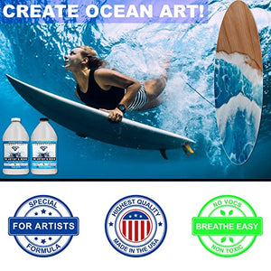 Epoxy Resin Art Resin Crystal Clear Formula -2 Gallon Kit -The Artist's Resin for Coating, Casting, Resin Art, Geodes, Tabletop, Bar Top, Live Edge Tables, River Tables- Non-Toxic