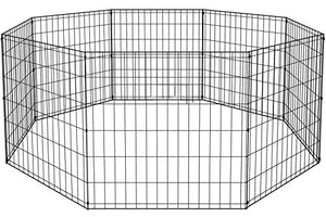 BestPet 24 Tall Foldable Dog Playpen Crate Fence Pet Kennel Play Pen Exercise Cage 8 Panel Black