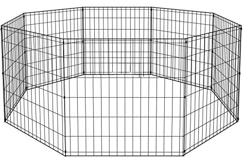 BestPet 24 Tall Foldable Dog Playpen Crate Fence Pet Kennel Play Pen Exercise Cage 8 Panel Black