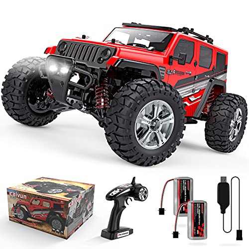 1:14 Scale Big RC Car, caivun RC Cars 4WD Off Road Hobby Trucks 40+ KM/H High Speed Remote Control Car with Two 1500mAh Batteries, 2.4GHz All Terrain Toy Vehicle Crawler Gift for Adults Teens Boys