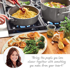 Rachael Ray Cucina Nonstick Cookware Pots and Pans Set, 12 Piece, Sea Salt Gray