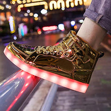 Load image into Gallery viewer, Wajin LED Light Up Shoes Kids High top Sneakers with USB Charging Flashing Luminous Shoes Dancing Sneakers for Boys Girls Toddles Gift Gold
