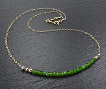 Load image into Gallery viewer, Chrome Diopside &amp; 14k Gold Filled Necklace - Gold Filled Gemstone Necklaces for Women - Made in Alaska
