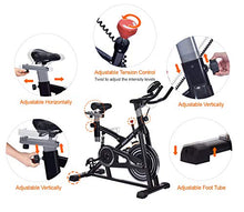 Load image into Gallery viewer, IDEER LIFE Indoor Cycling Bike Stationary Exercise Bike for Home Cardio Workout Smooth Belt Drive with Hand Pulse Sensor/LCD Display/Tablet Mount/Comfortable Seat Cushion(Black09060)
