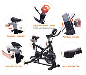 IDEER LIFE Indoor Cycling Bike Stationary Exercise Bike for Home Cardio Workout Smooth Belt Drive with Hand Pulse Sensor/LCD Display/Tablet Mount/Comfortable Seat Cushion(Black09060)