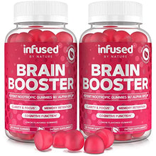 Load image into Gallery viewer, (2-Pack) Brain Booster Nootropic Gummies - Nootropics Brain Support Supplement for Focus, Clarity, Memory, Concentration &amp; Better Mood - Alpha-GPC, Ginkgo Biloba &amp; Bacopa Monnieri – 120 Gummies.
