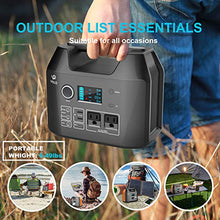 Load image into Gallery viewer, VOLO 300W Portable Power Station, 296Wh(80000mAh) Camping Lithium Battery Pack with 2AC 110V/ 1DC 12V/ 1DC 24V/ 1Car Cigarette Lighter/ 1QC3.0USB-C/ 2USB/Flashlight for Outdoor Camp Home Emergency
