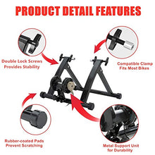 Load image into Gallery viewer, Walmann Bike Trainer Stand Portable Indoor Stationary Bicycle Exercise Magnetic Resistance with Front Wheel Riser Block and 6 Variable Speed Level, Quick Release - for Road &amp; Mountain Bikes
