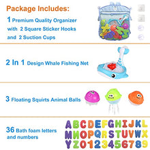 Load image into Gallery viewer, Bath Toy Sets, 36 Foam Bath Letters and Numbers, Floating Squirts Animal Toys Set with Fishing Net and Organizer Bag, Fish Catching  Game for Babies Infants Toddlers Bathtub Time
