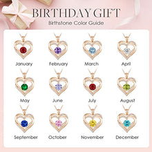 Load image into Gallery viewer, LOUISA SECRET Birthstone Necklace for Women, 925 Sterling Silver Pendant Necklace, 19inches Forever Love Heart Necklace, Rose Gold-Plated Necklace Jewelry Anniversary Birthday Gift for Women Wife Girl
