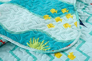 TT LINENS 2 Piece Kids Quilt Set Lightweight Bedspread Decoration Throw Blanket Teens Boys Girls Bed Printed Beach Sea Sea Life Bedding Coverlet Comforter Set/ 277 Fish Quilt (Twin)