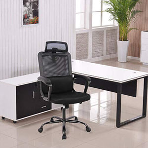 Smugdesk Office Chair, High Back Ergonomic Mesh Desk Office Chair with Padding Armrest and Adjustable Headrest Black