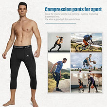Load image into Gallery viewer, MEETWEE Men's Compression Pants, Cool Dry Running Athletic Tights Workout Leggings Long Base Layer for Gym Fitness Sports (Black+Blue, Large)

