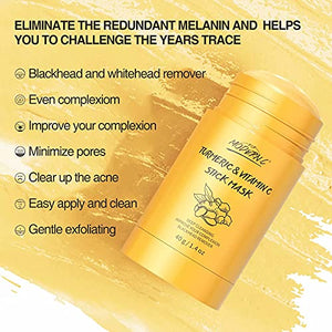 Turmeric Clay Stick Mask Organic Vitamin C Purifying Clay Mask Blackhead Cleansing Healing Clay Mud Mask Deep Clean Pore Improve Skin Acne Scars Facial Mask With Blackhead Remover Extractor ToolS