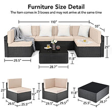 Load image into Gallery viewer, Pamapic 7 Pieces Patio Conversation Sets with fire Pit, Patio Furniture Sectional Sofa with Gas Fire Pit Table(Black Wicker,Beige Cushions)
