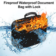 Load image into Gallery viewer, Fireproof Document Bag, Water-Resistant File Bag with Lock for Important Documents Organizer, Portable Storage Safe Bag for Travel Home Office and Files Certificates, Gift for Women and Men (Black)

