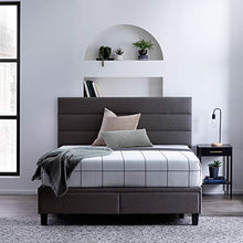 Load image into Gallery viewer, Edenbrook Johnson Upholstered Bed with Built-in Drawers-Modern Channel Tufted Headboard-Easy Assembly-Queen, Charcoal
