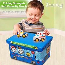 Load image into Gallery viewer, Folding Storage Ottoman Stool Foldable Storage Box Soft Cartoon Toy Large Capacity Bench for Kids Clothes and Books Container with Removable Pu Leather Lid | 402525cm (Blue)
