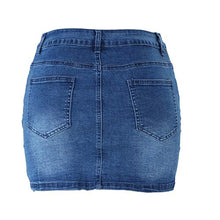 Load image into Gallery viewer, Tulucky Women's Button Down Front Denim Short Skirt with Side Pocket(Blue,XL)
