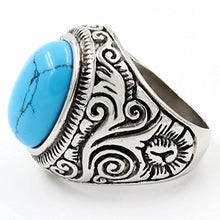 Load image into Gallery viewer, Jude Jewelers Retro Vintage Stainless Steel Turquoise Onyx Ring (Blue, 11)
