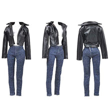 Load image into Gallery viewer, E-TING Lot 15 Items = 5 Sets Doll Clothes with 10 Pair Shoes Accessories for 11.5 Inch Girl Doll Outfits Random Style(Leather Jacket + Casual Wear)

