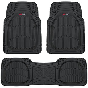 Motor Trend 923-BK Black FlexTough Contour Liners-Deep Dish Heavy Duty Rubber Floor Mats for Car SUV Truck & Van-All Weather Protection, Universal Trim to Fit