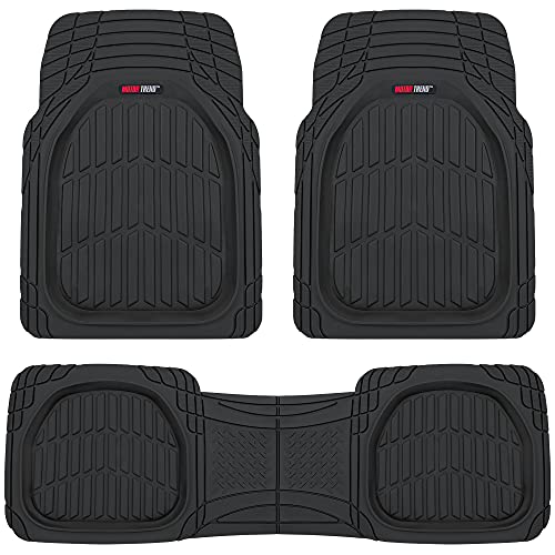 Motor Trend 923-BK Black FlexTough Contour Liners-Deep Dish Heavy Duty Rubber Floor Mats for Car SUV Truck & Van-All Weather Protection, Universal Trim to Fit