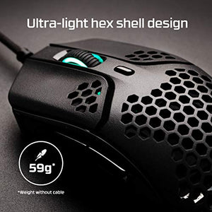 HyperX Pulsefire Haste – Gaming Mouse, Ultra-Lightweight, 59g, Honeycomb Shell, Hex Design, RGB, HyperFlex USB Cable, Up to 16000 DPI, 6 Programmable Buttons