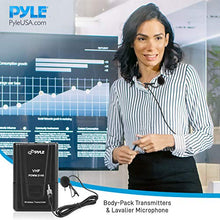 Load image into Gallery viewer, Pyle Dual Channel Wireless Microphone System - VHF Fixed Dual Frequency Wireless Mic Receiver Set with 2 Lavalier, 2 Headset Mics, 2 Transmitter, Receiver - For PA, Karaoke, Dj Party - Pyle PDWM2145
