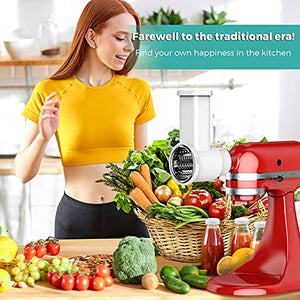 FirstBuy Slicer Shredder Attachments for Kitchenaid Stand Mixer, Vegetable Slicer Accessories for Stand Mixers, Stainless Steel Salad Maker, Kitchenaid Shredder Attachment with Cleaning Brush