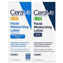 Load image into Gallery viewer, CeraVe Day &amp; Night Face Lotion Skin Care Set | Contains CeraVe AM Face Moisturizer with SPF 30 and CeraVe PM Face Moisturizer | Fragrance Free
