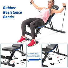 Load image into Gallery viewer, Merax Adjustable Utility Weight Bench with Resistance Bands, Foldable Incline/Decline Exercise Workout Bench for Full Body Workout, Home Gym Equipment (Black &amp; Gray)
