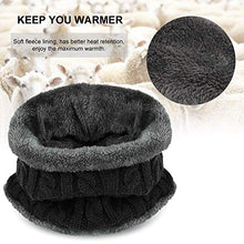 Load image into Gallery viewer, XYIYI Kids Winter Knit Hat and Scarf Set, 2Pcs Warm Fleece Lining Beanie Cap and Scarf for 5-14 Year Old Boys Girls (Black)
