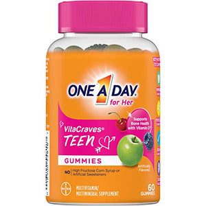 One A Day Teen for Her Multivitamin Gummies, Supplement with Vitamin A, Vitamin C, Vitamin D, Vitamin E and Zinc for Immune Health Support* & more, 60 Count