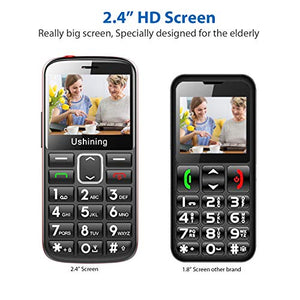Ushining Seniors Cell Phones Unlocked SOS Button Hearing Aid Compatible 3G Tmobile Senior Basic Cell Phones Large Volume 2.4 Inch HD Screen Feature Phones with Charging Dock (Blue)