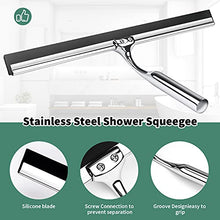 Load image into Gallery viewer, Shower Squeegee for Shower Glass Door, All-Purpose Stainless Steel Shower Squeegee with Hook for Bathroom, Mirrors, Tiles and Car Windows (Silver, 14-Inch)
