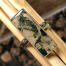 Load image into Gallery viewer, Natural Green Moss Agate 925 Solid Sterling Silver Ring Size 9
