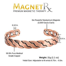 Load image into Gallery viewer, MagnetRX® Pure Copper Magnetic Bracelet - Arthritis Pain Relief &amp; Carpal Tunnel Magnetic Therapy Copper Bracelets for Men - Adjustable Cuff + Gift Box (Copper | Medium - Large)
