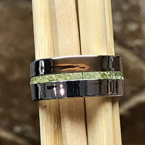 Genuine 2ct Green Peridot 925 Solid Sterling Silver Men's Ring Size 7, 8