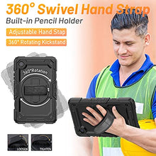 Load image into Gallery viewer, HXCASEAC Samsung Galaxy Tab A7 Lite Case 2021 with Screen Protector Pencil Holder, Heavy Duty Shockproof Cover, 360 Rotating Stand &amp; Hand Strap for Tab A7 Lite 8.7 Inch Case SM-T220/T225/T227, Black

