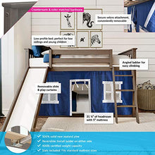Load image into Gallery viewer, Max &amp; Lily Low Bunk Bed with Slide and Blue Curtains, Twin, Clay
