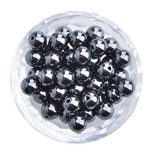 100Pcs Natural Crystal Beads Stone Gemstone Round Loose Energy Healing Beads with Free Crystal Stretch Cord for Jewelry Making (Hematite, 8MM)